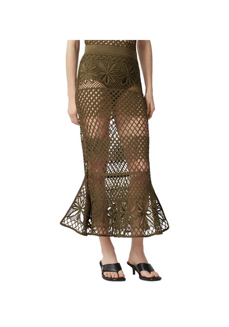 Gonna Pinko donna Crispo 104732 A2FF Verde poliestere viscosa aderente crochet rombi floreale PINKO | Gonne | 104732 A2FFX26